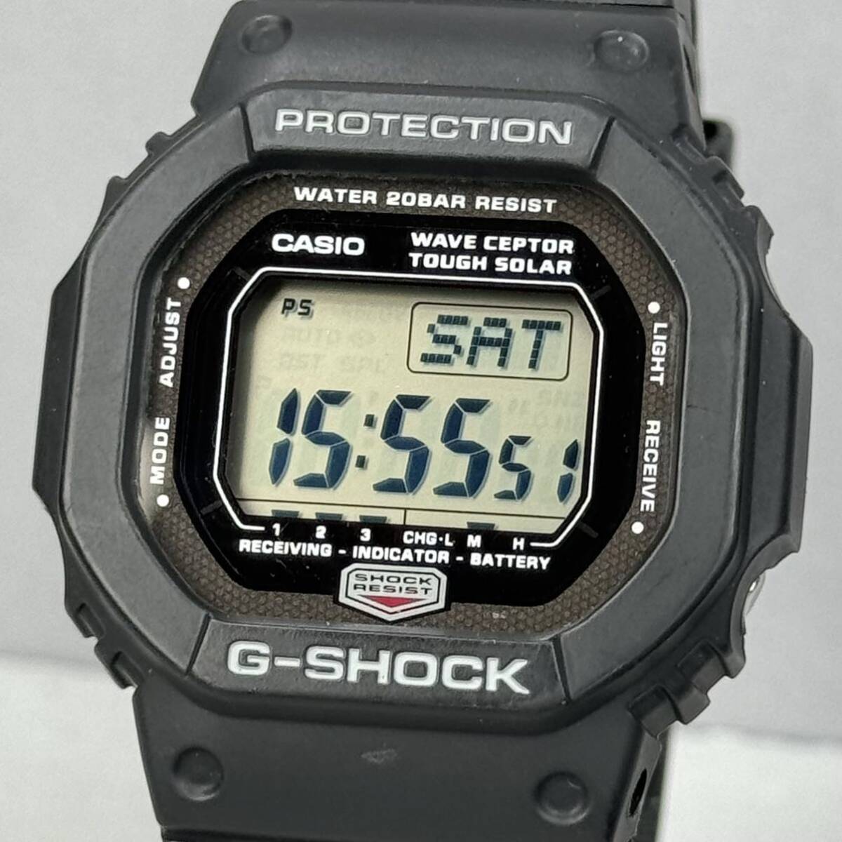 美品 CASIO G-SHOCK GW-5600J-1JF The G タフソーラー 電波受信 電波ソーラー スクウェア ブラック スピード電波モデル ウェーブセプターの画像1