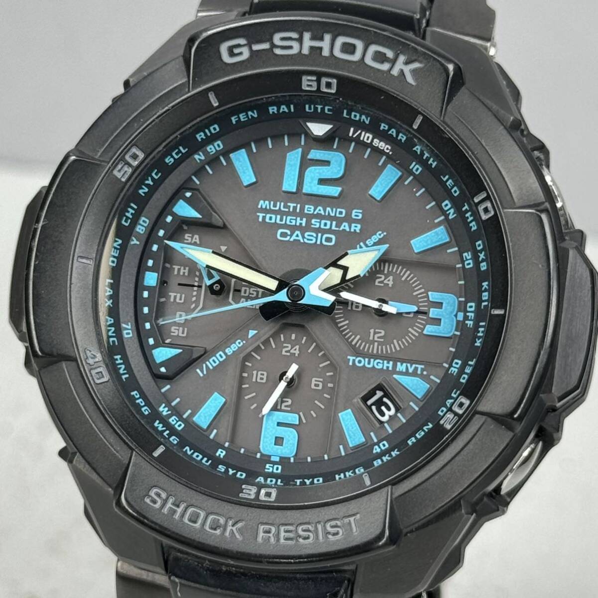 極美品 G-SHOCK GW-3000BD-1AJF スカイコックピット タフソーラー 電波受信 電波ソーラー マルチバンド6 メタルバンド ブラック ブルーの画像1