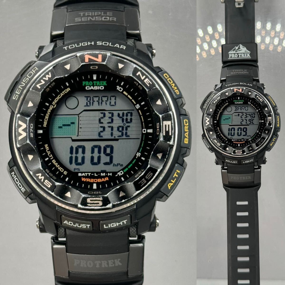 美品 PROTREK PRW-2500-1JF タフソーラー 電波受信 電波ソーラー マルチバンド6 方位.温度.気圧/高度計搭載 トリプルセンサー ブラックの画像3