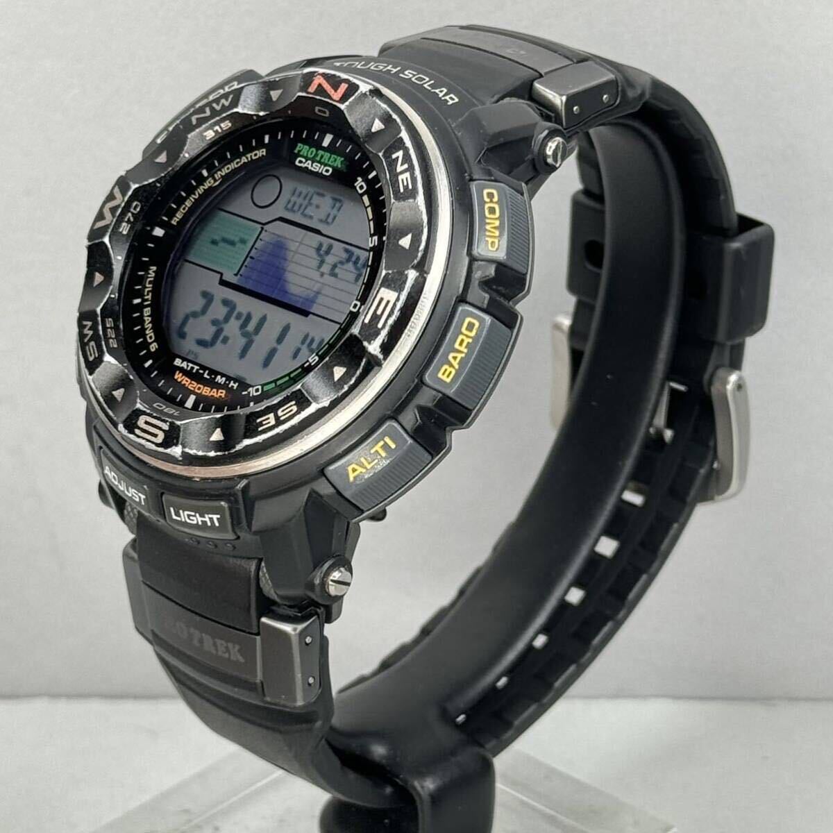 美品 PROTREK PRW-2500-1JF タフソーラー 電波受信 電波ソーラー マルチバンド6 方位.温度.気圧/高度計搭載 トリプルセンサー ブラックの画像7