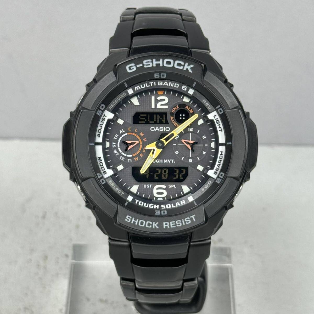 極美品 G-SHOCK GW-3500BD-1AJF スカイコックピット タフソーラー 電波受信 電波ソーラー マルチバンド6 ブラック 反転液晶 メタルバンド_画像5