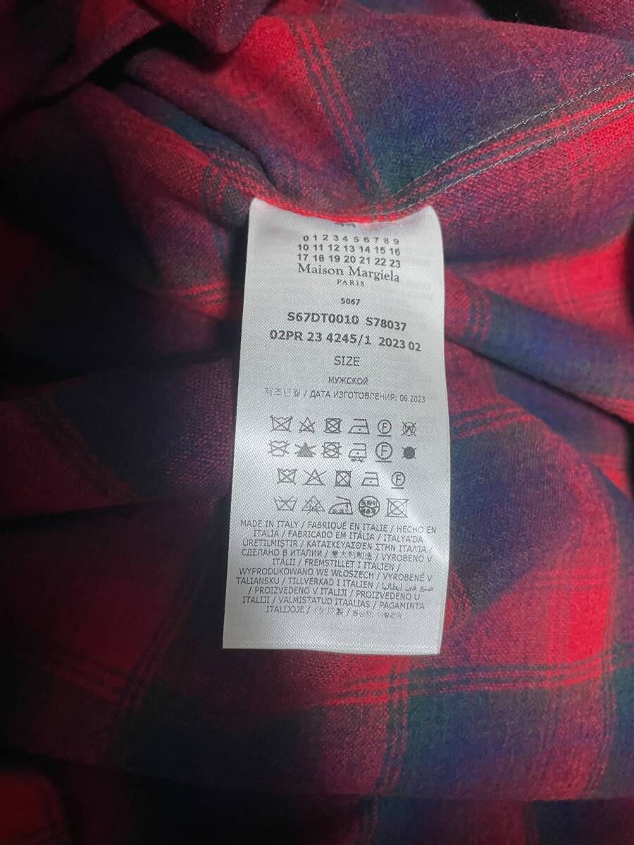 23AW Maison Margiela PENDLETON メゾンマルジェラ ペンドルトン オーバーサイズチェックシャツ 44 RED レッド S67DT0010の画像5