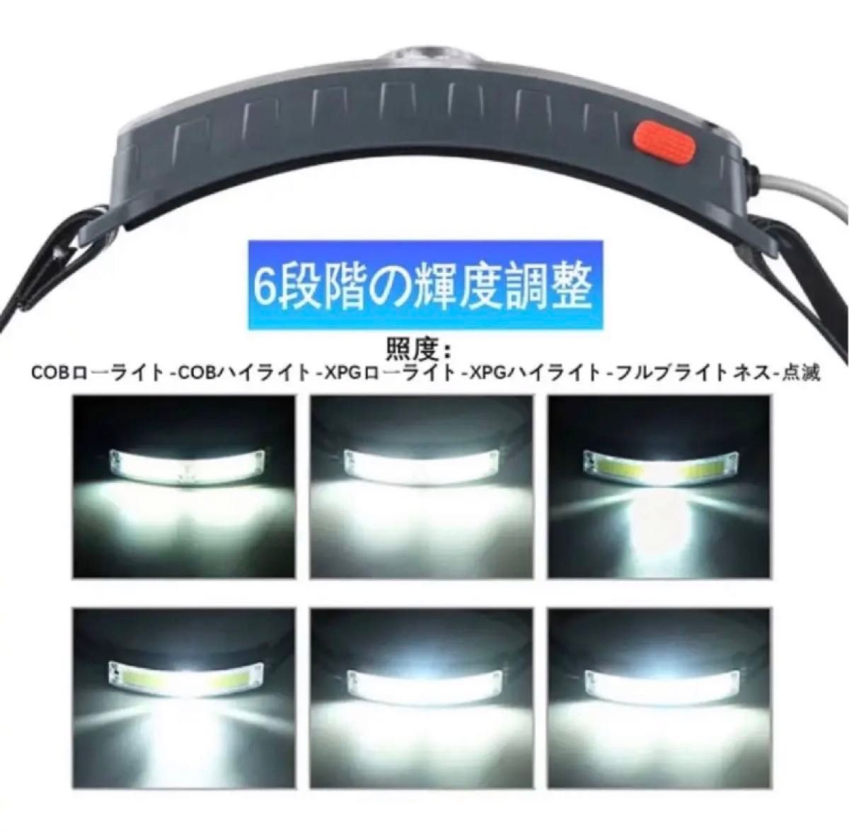 充電式 LED ヘッドライト usb-c充電式【XPG+COB 高輝度】防水 登山 釣り 防災