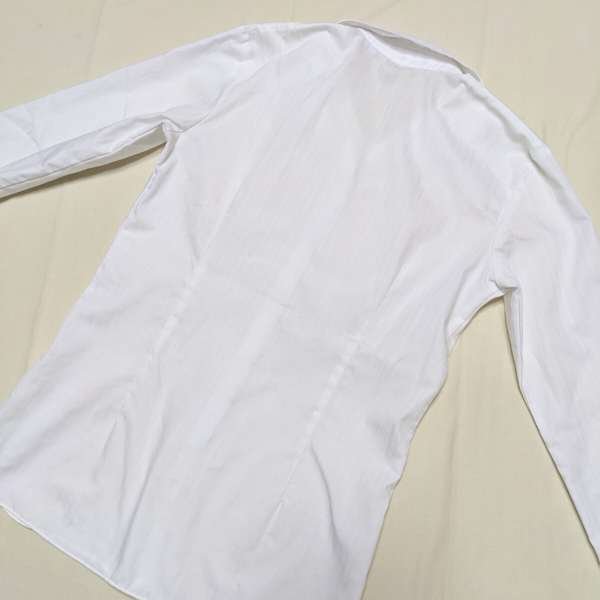 *FD76 ORIHICA RHYMEolihika formal lady's M long sleeve shirt blouse white stripe . collar business ceremony 