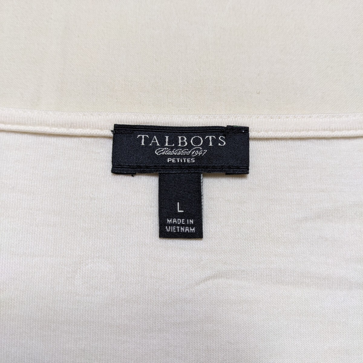 *FD78 TALBOTS Talbots formal lady's L long sleeve cut and sewn pull over eggshell white ivory business ceremony 