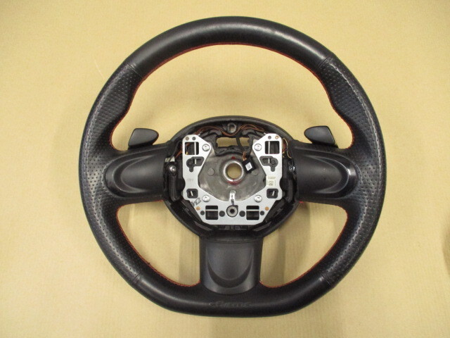 AMSECHS BMW MINI mini Mini R55 R56 R57amzeks red stitch leather sport steering gear 3ps.@ spoke horn with cover 