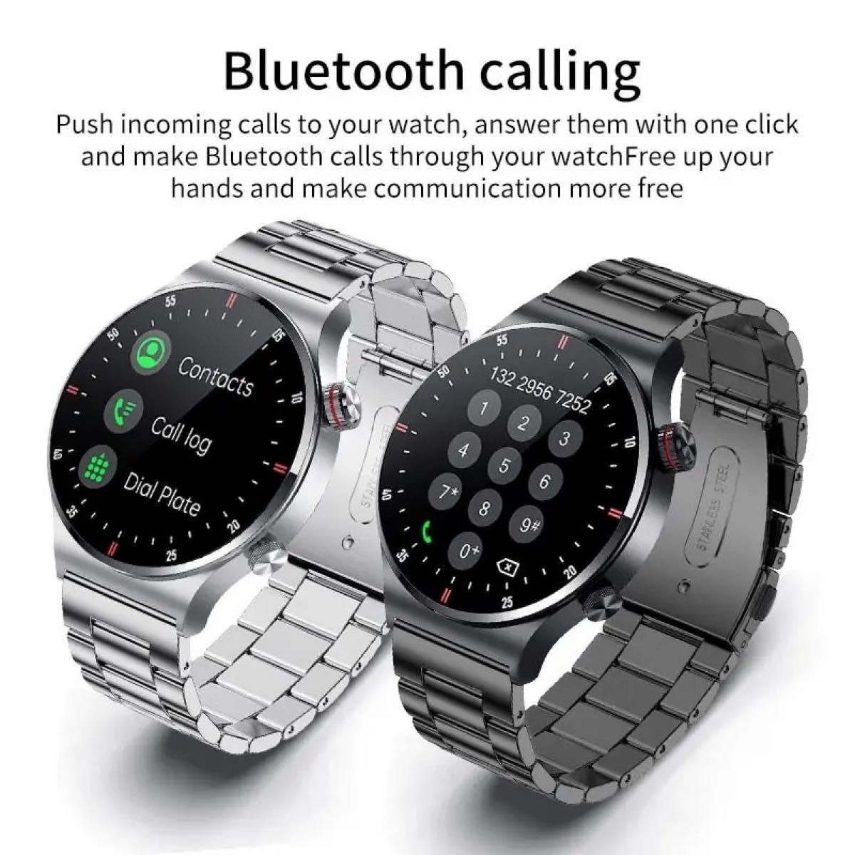LIGE スマートウォッチ ブラック Bluetooth通話 日本語　コネクテッドウォッチ　腕時計　防水