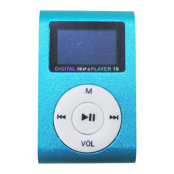 MP3 player aluminium LCD screen attaching clip microSD type MP3 player blue x1 pcs * including in a package OK