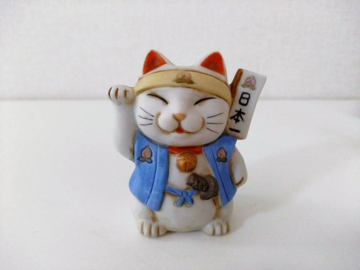 招き猫 五月人形 節句飾りにも 金太郎 桃太郎 浦島太郎 猫の置物 せともの の画像2