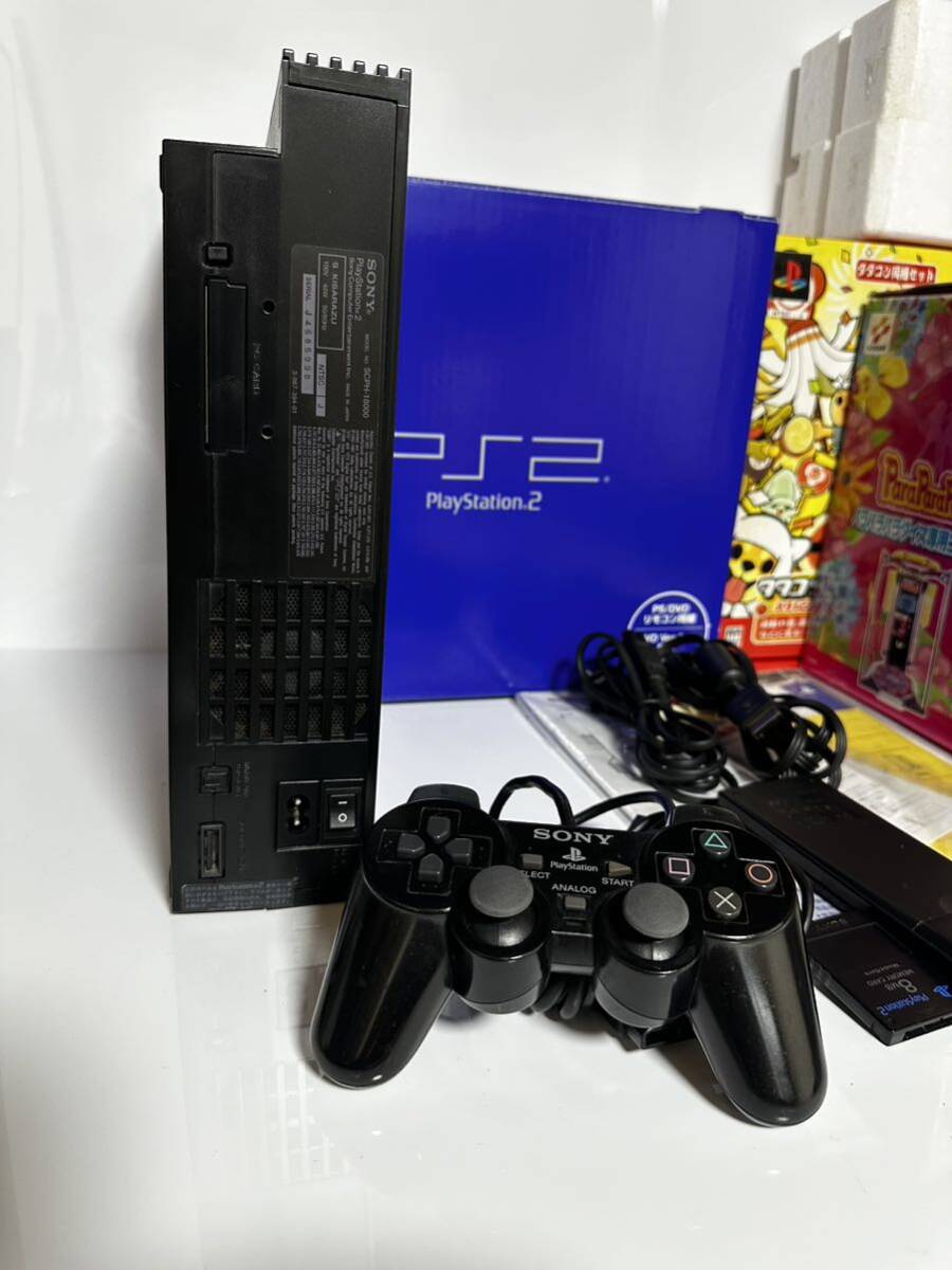★動作確認済★ SONY ソニー PlayStation2 SCPH-18000 ブラック　ホリパッドコントローラー パラパラパラダイスタタコン