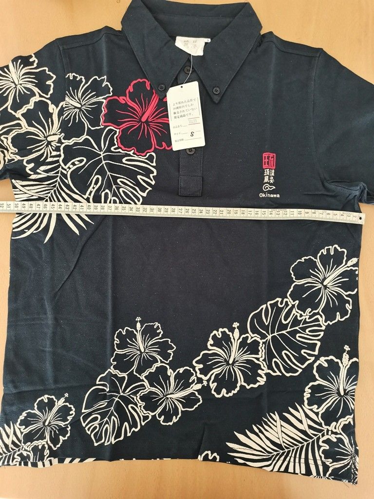 沖縄かりゆしポロシャツ グレー-70%オフ Sサイズ 新品