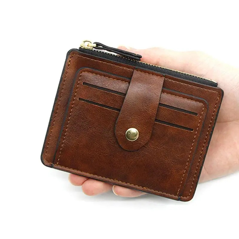 新品未使用 クレジットカード IDカードホルダー ブラウン スリムレザー財布 コインポケット付き ビジネス財布の画像4