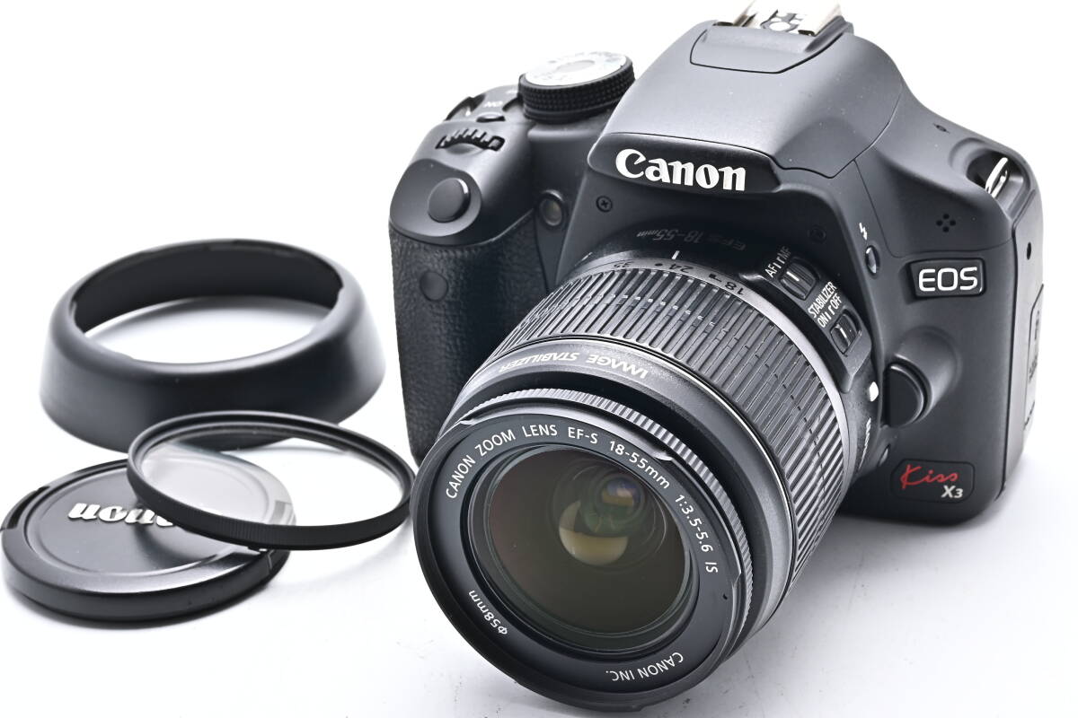 1C-823 Canon キヤノン EOS Kiss X3 EF-S 18-55mm f/3.5-5.6 IS 一眼レフデジタルカメラ_画像1