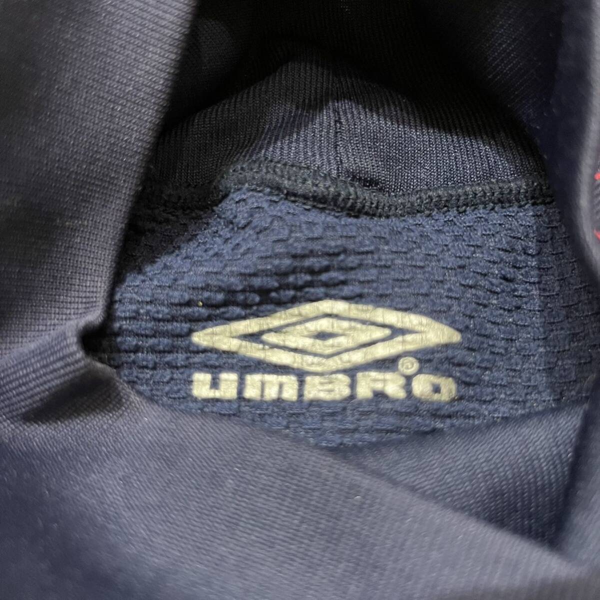 90s umbro 旧ロゴ 長袖 インナーシャツ ハイネック プリントロゴ デサント ネイビー サイズ0 (XL) 玉mc2750_画像6