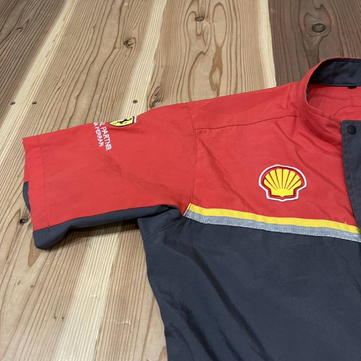 昭和シェル石油 shell HELIX フェラーリ 刺繍ロゴ つなぎ オールインワン 企業ロゴ メカニック サイズL 玉mc2794_画像5