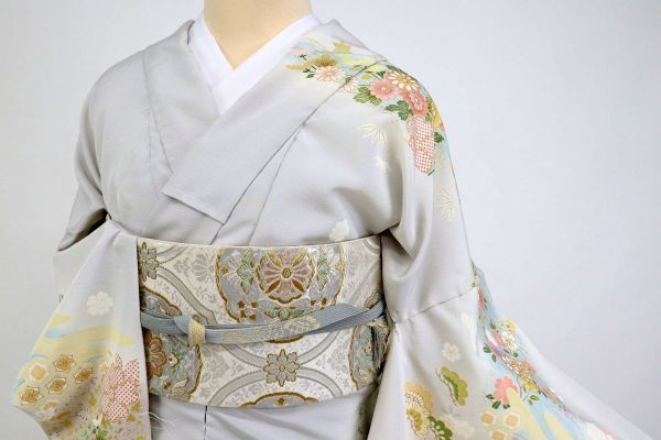 【... картина ...】　...　『... ткань  вещь 』　... ... ... классика  цветы  　  серый 　 ...　 ... шёлк 　  кимоно 　 HH3-31