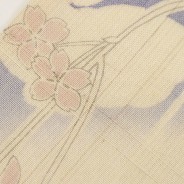 【紬】　単衣　訪問着　『しょうざん』 　生紬　幻想的ゆらぎの桜の花　正絹　着物　MS5-1_画像4