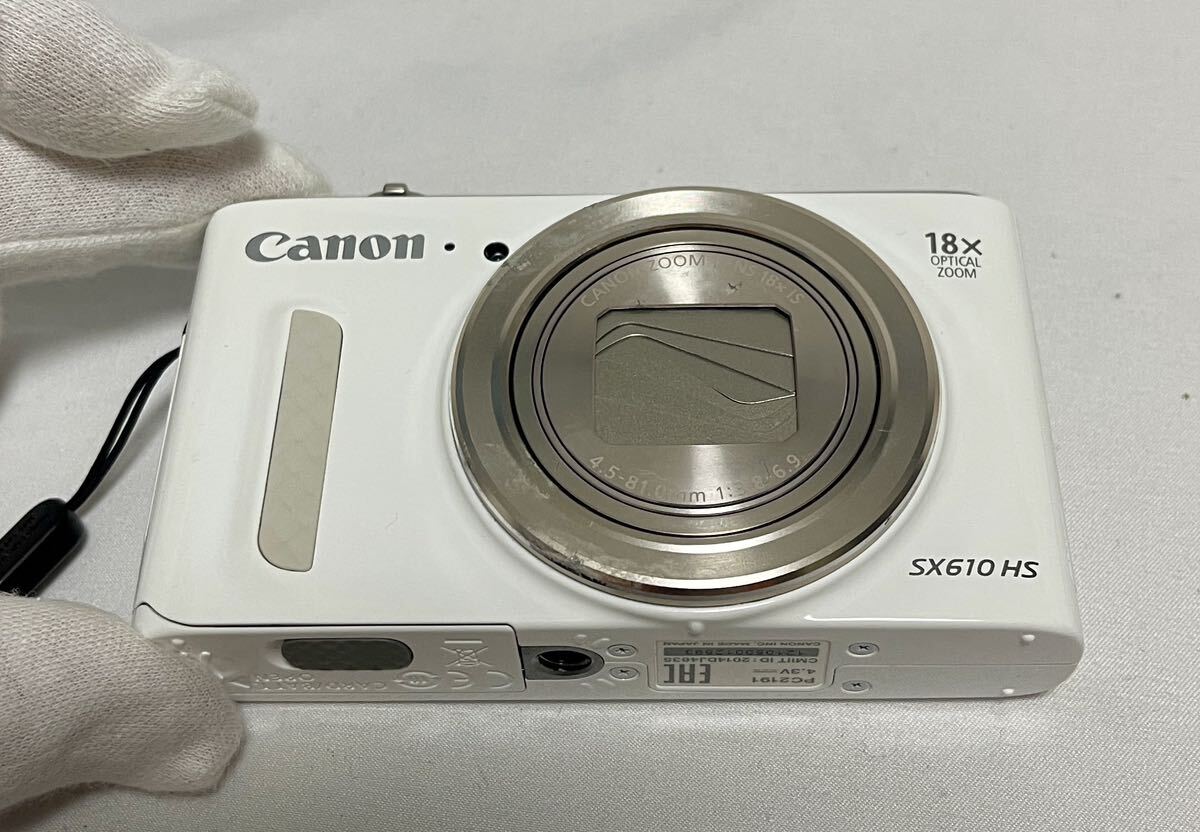 1円〜① Canon PowerShot SX610 HS Wi-Fi パワーショット キヤノン コンパクトデジタルカメラ デジカメ ホワイト　通電確認済み_画像3