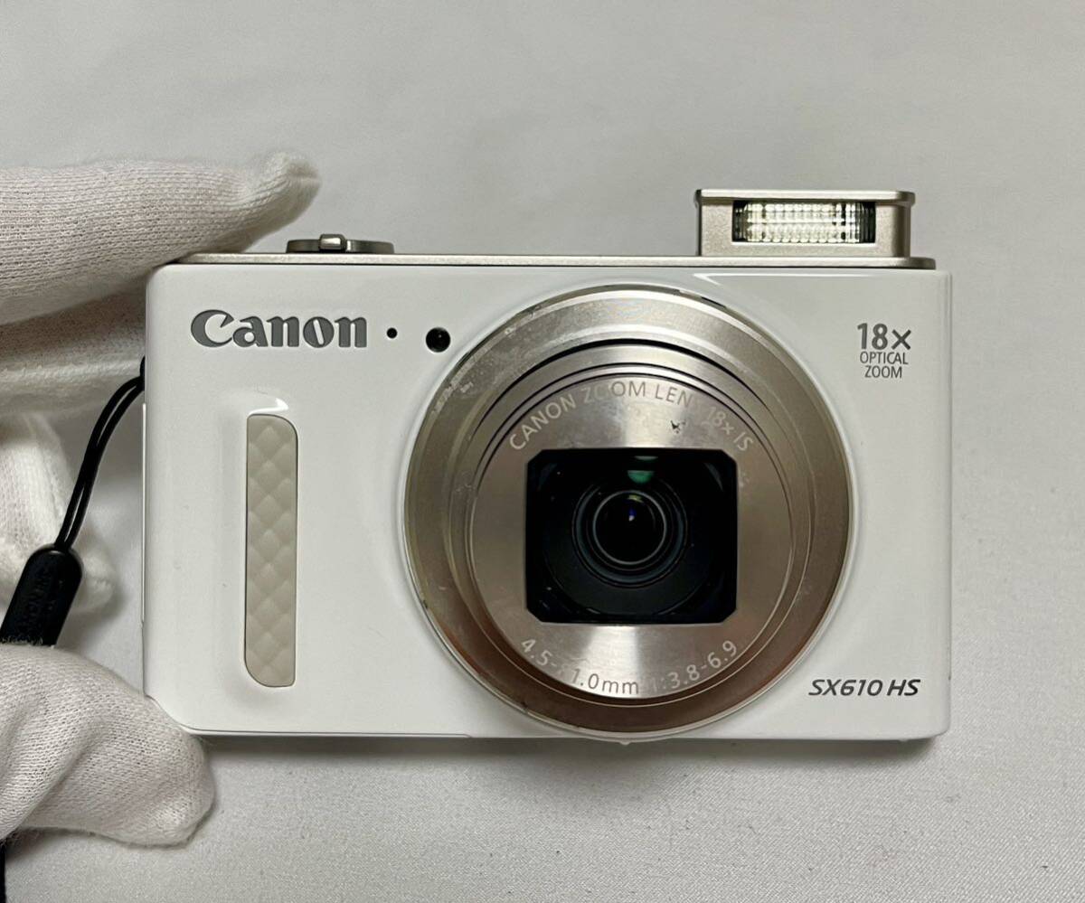 1円〜① Canon PowerShot SX610 HS Wi-Fi パワーショット キヤノン コンパクトデジタルカメラ デジカメ ホワイト　通電確認済み_画像1