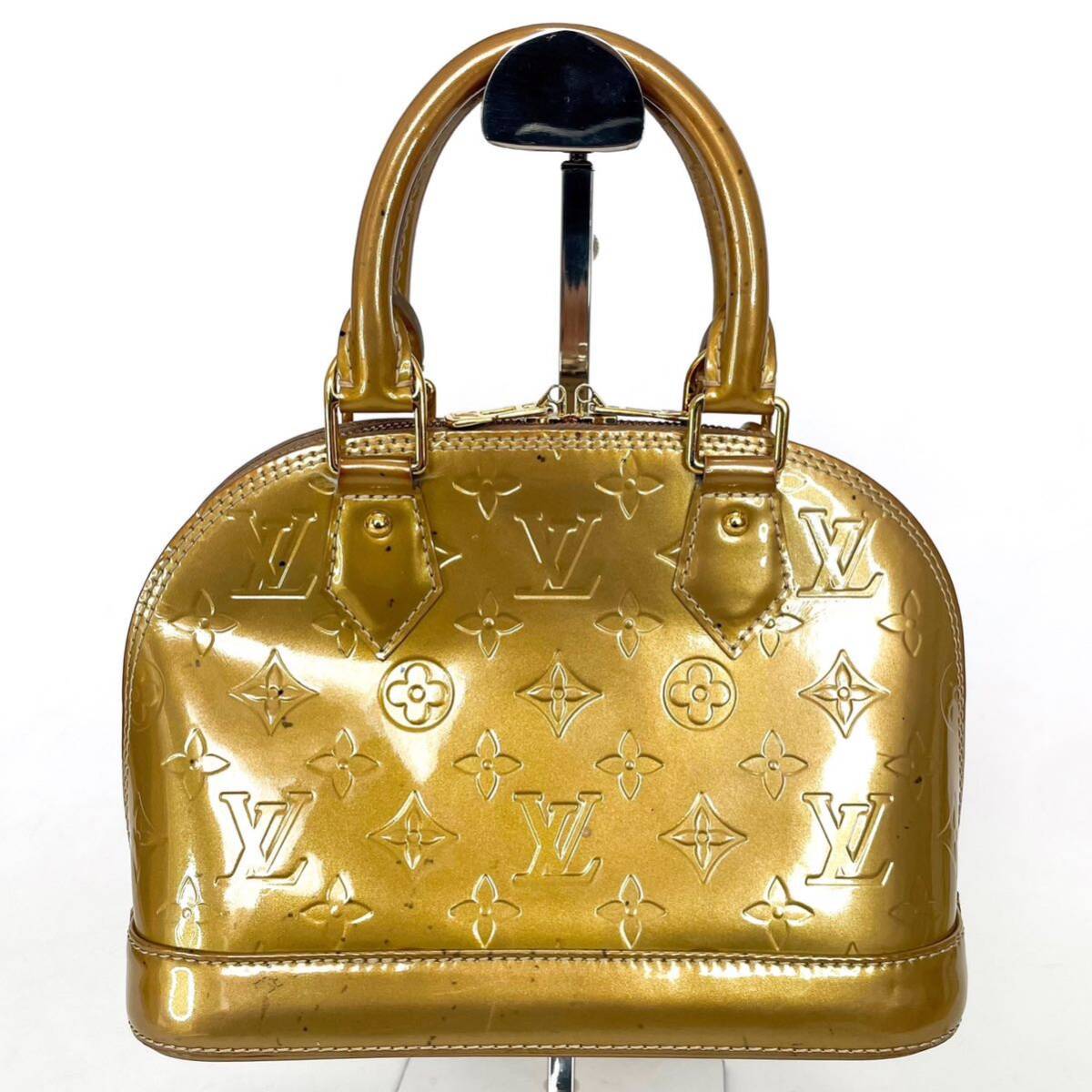 ルイヴィトン ヴェルニ アルマBB　2way ショルダーバッグ　LOUIS VUITTON モノグラム パテントレザー　エナメル　ゴールド系_画像3