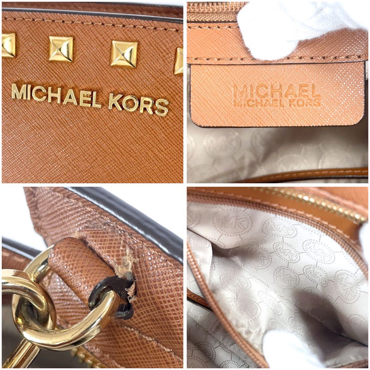 マイケルコース　ショルダーバッグ　スタッズ　ブラウン　茶色　ミニ　MICHAEL KORS レザー_画像6