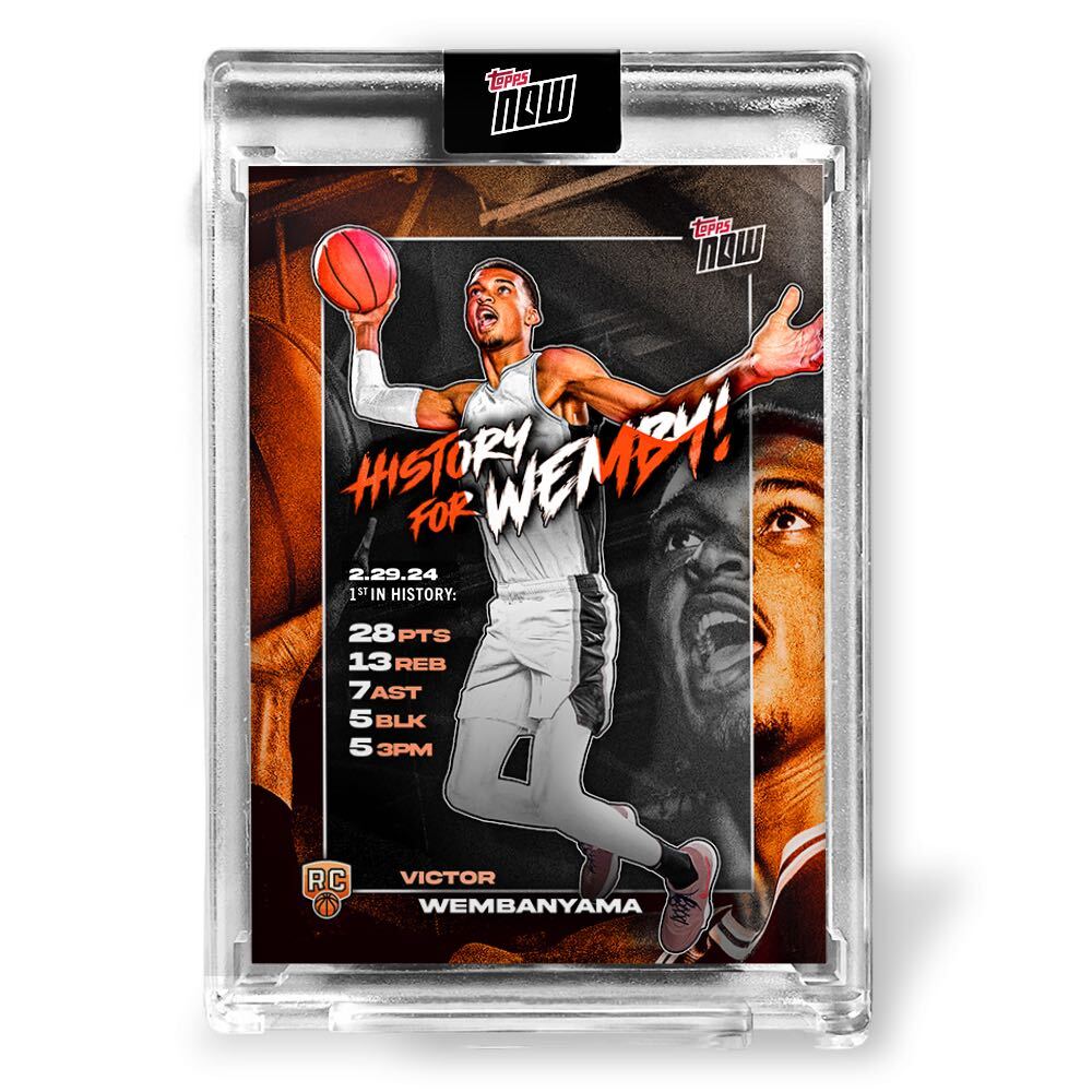 新品 Topps Now NBA バスケットボール ビクター ウェンバンヤマ RC ルーキーカード 歴史新記録 Wembanyama トレーディングカード VW-3_画像3