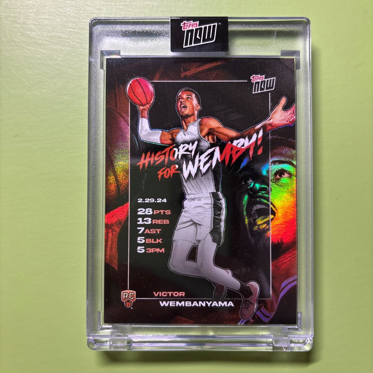 新品 Topps Now NBA バスケットボール ビクター ウェンバンヤマ RC ルーキーカード 歴史新記録 Wembanyama トレーディングカード VW-3_画像1