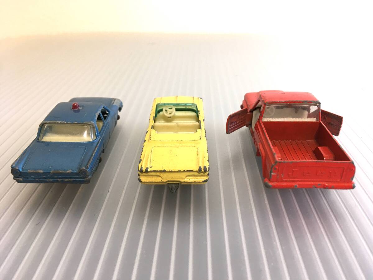 3 piece set LESNEY:rez knee company ( Jeep gladiator )( Pontiac )( Ford : patrol car ) Britain made ( Matchbox. company )