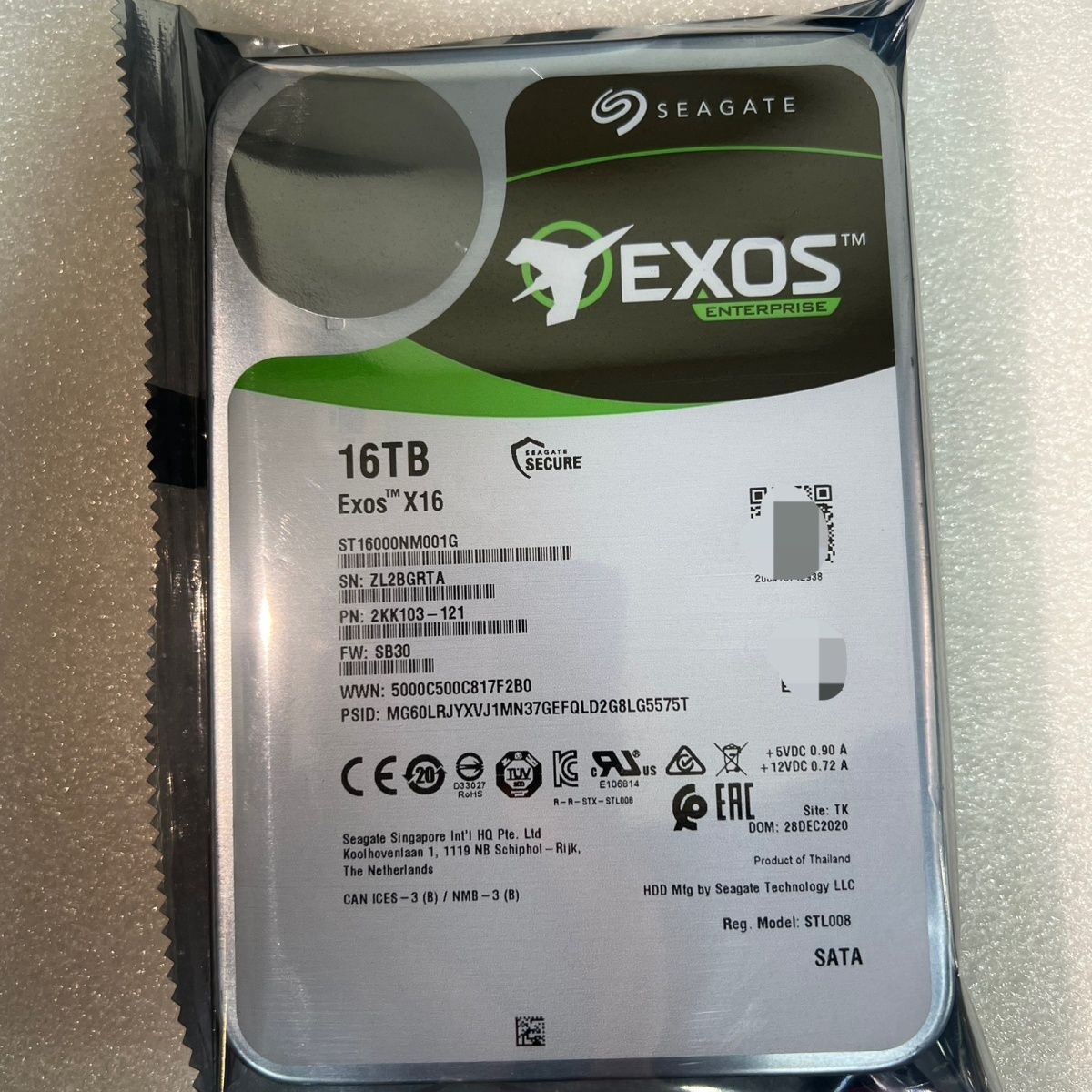 保証あり 未開封未使用 HDD SEAGATE ST16000NM001G 16TB 3.5インチ 7200rpm 6Gb/s SATA3 SATAの画像2