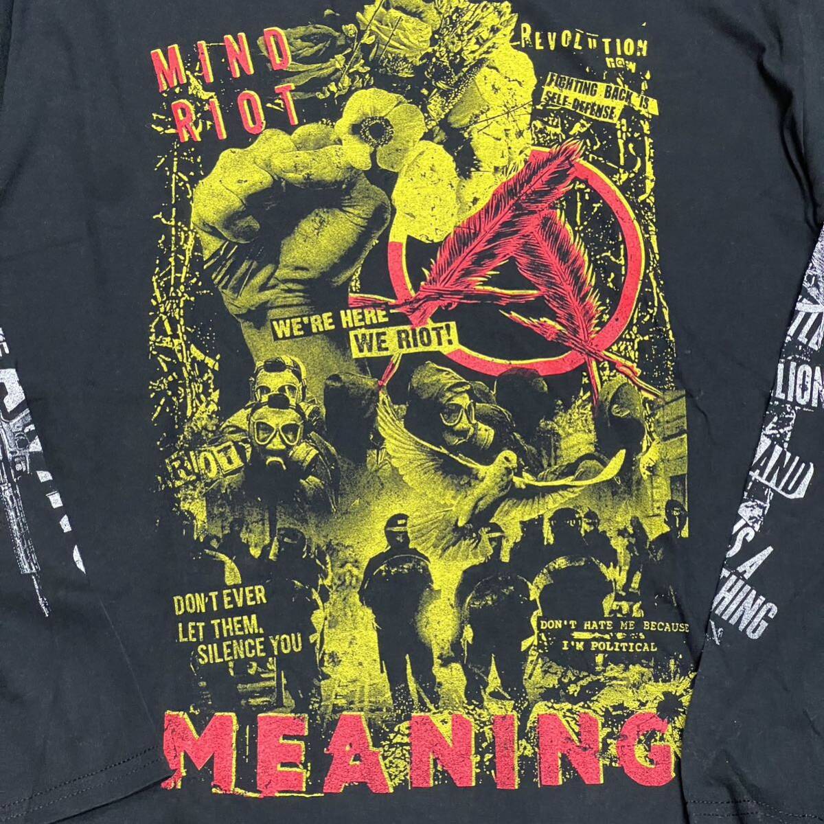 FUUDOBRAIN ロングTシャツ　袖プリント　2xl MEANING_MIND RIOT 美品　古着 プリント_画像3