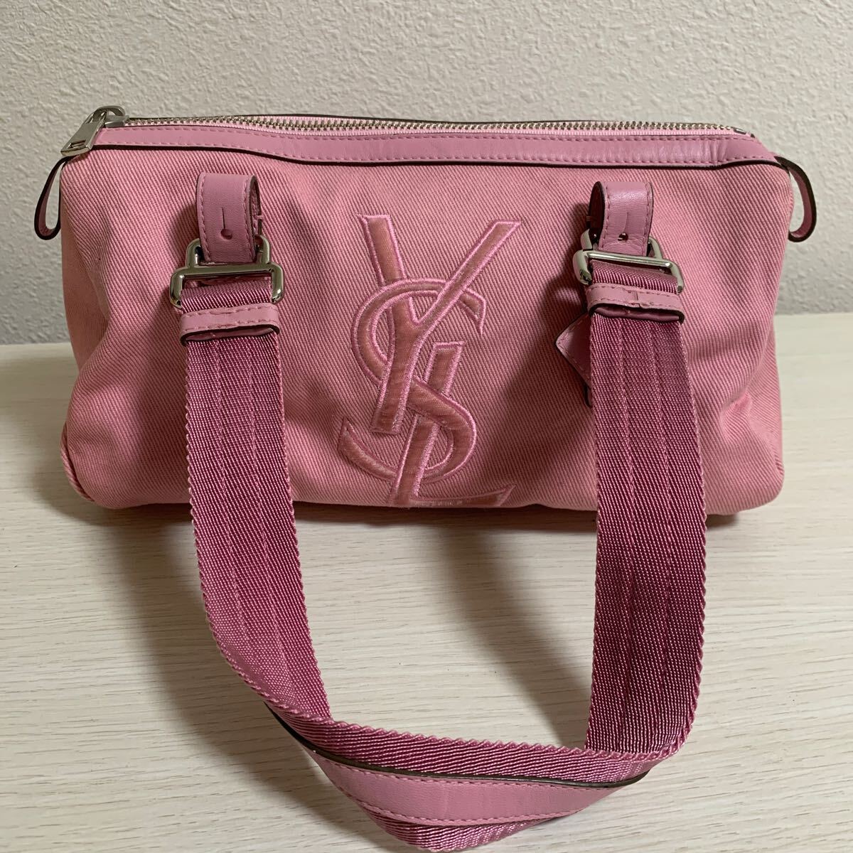 【YSL/イブサンローラン】ハンドバッグ ピンク レディース ブランドバッグ キャンバス ミニバッグ レディース ロゴ 【全国送料一律520円】