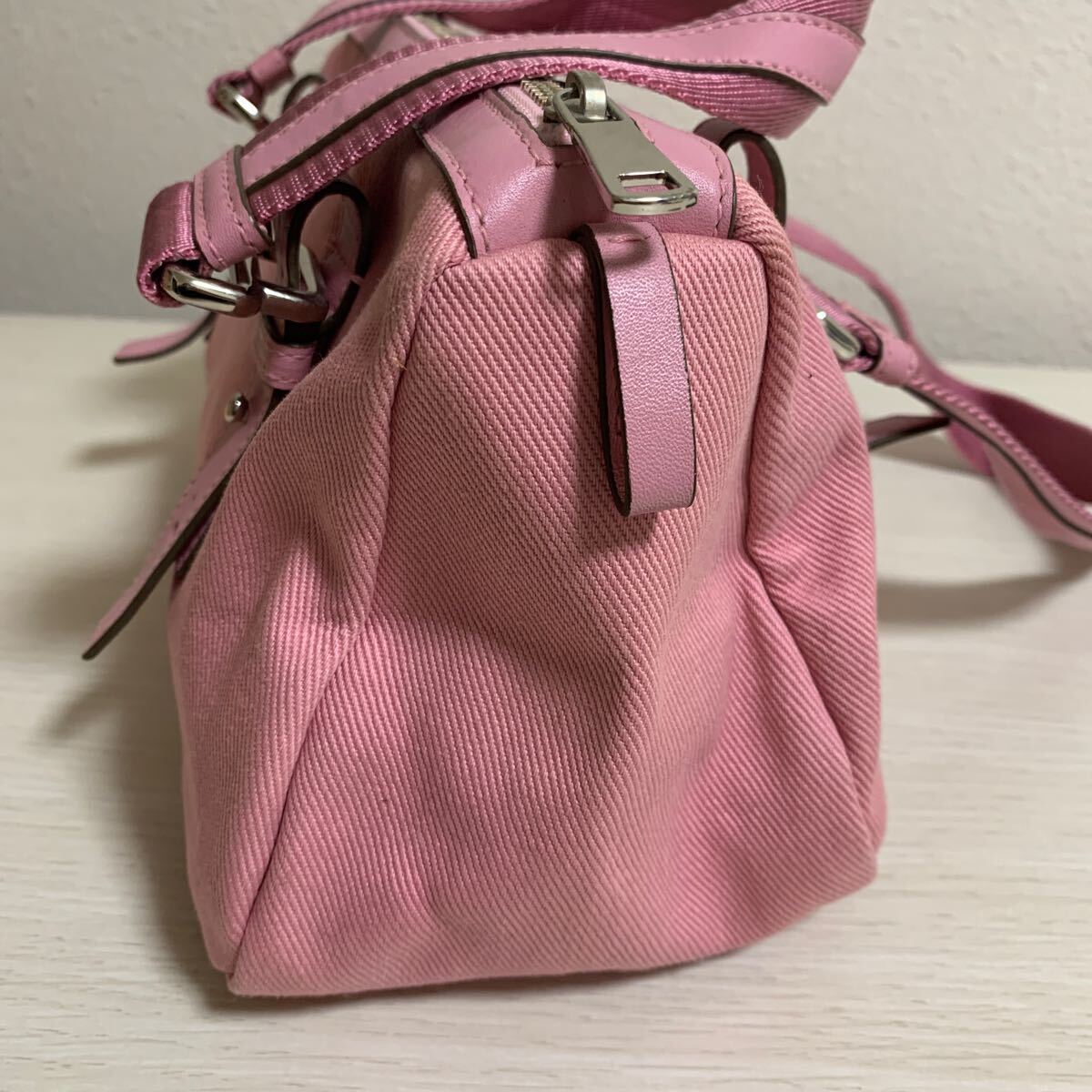 [YSL/ Eve sun rolan ] handbag Pink Lady -s brand bag canvas Mini bag lady's Logo [ all country uniform carriage 520 jpy ]