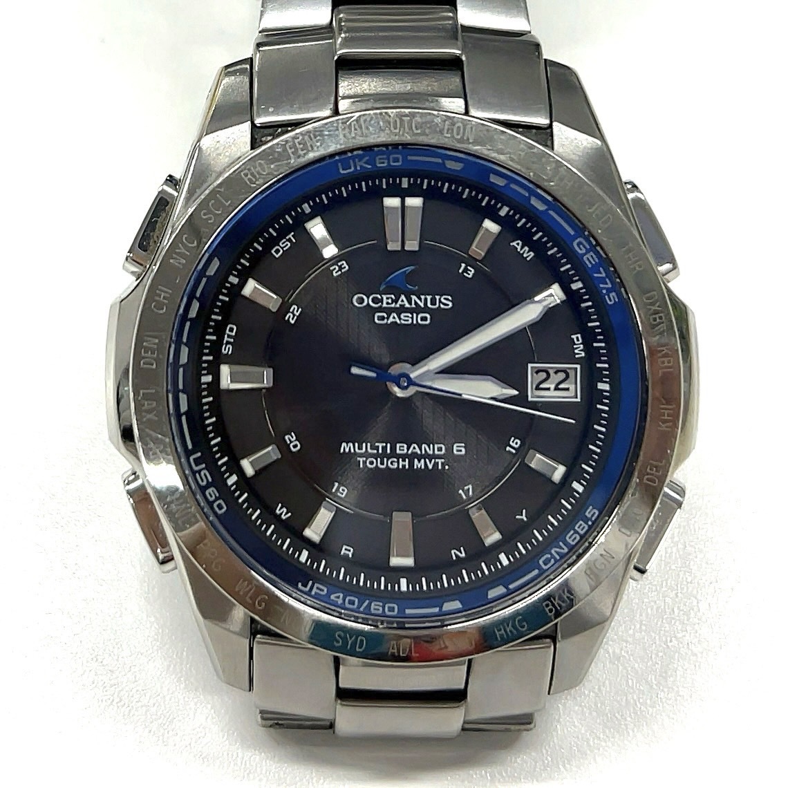 R605-W12-399 CASIO Casio OCEANUS Oceanus OCW-T100 tough solar radio wave men's wristwatch Date box / accessory equipped operation ③