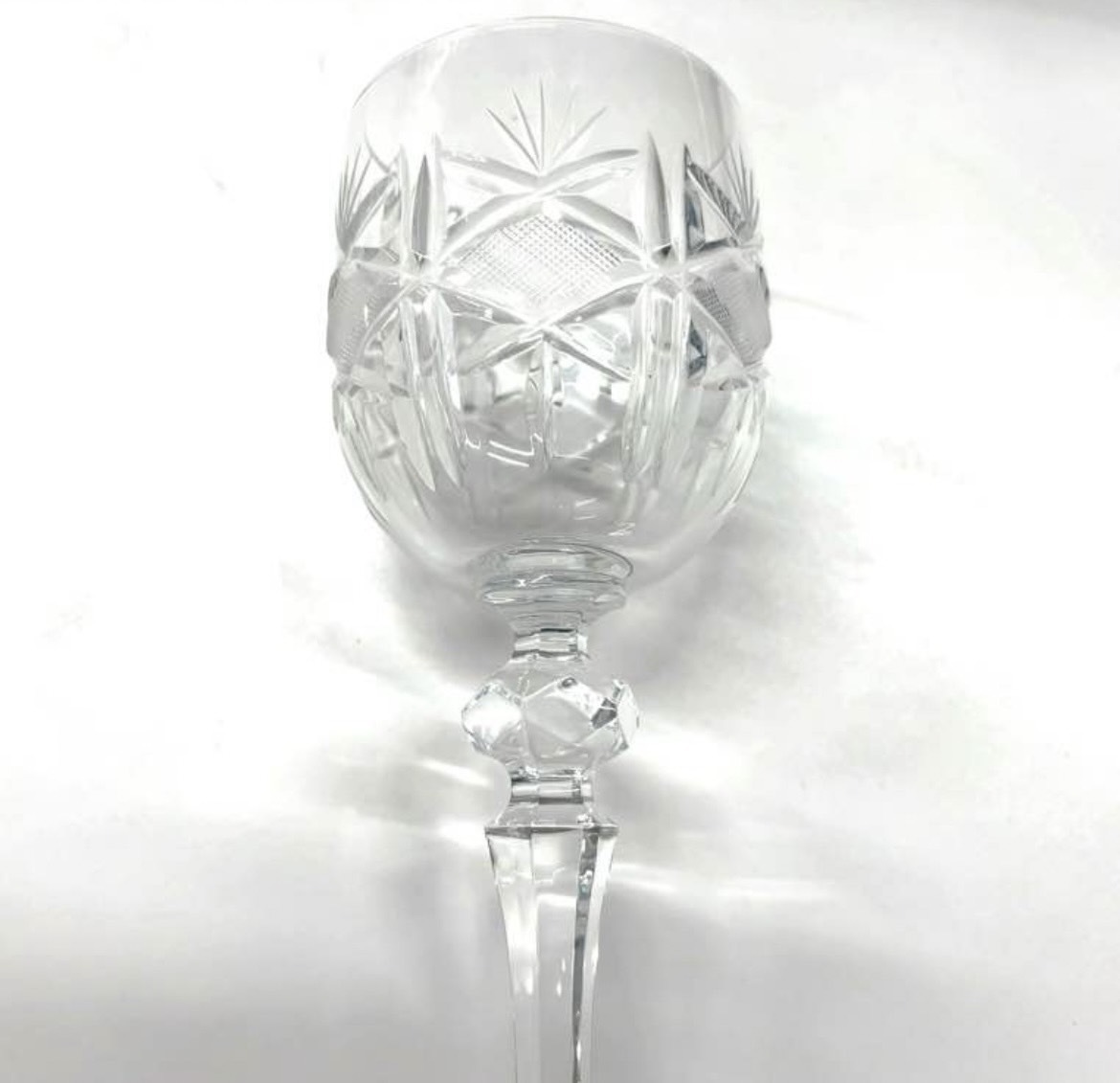P126-W13-1074 BOHEMIA Hand-cut lead crystal ボヘミア ハンドカット クリスタルガラス ペアグラス ワイングラス 2個セット 箱あり③の画像4