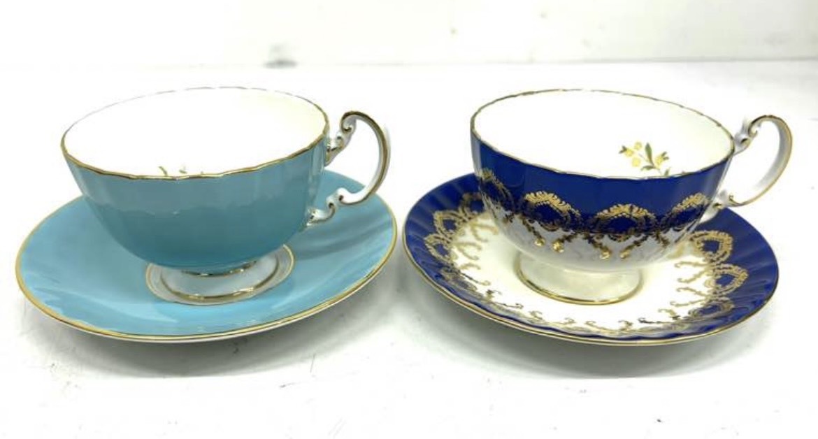 P416-W11-664 新品 AYNSLEY エインズレイ EST.1775 Bone China カップ＆ソーサー 2客 食器 洋食器 箱付き③_画像2