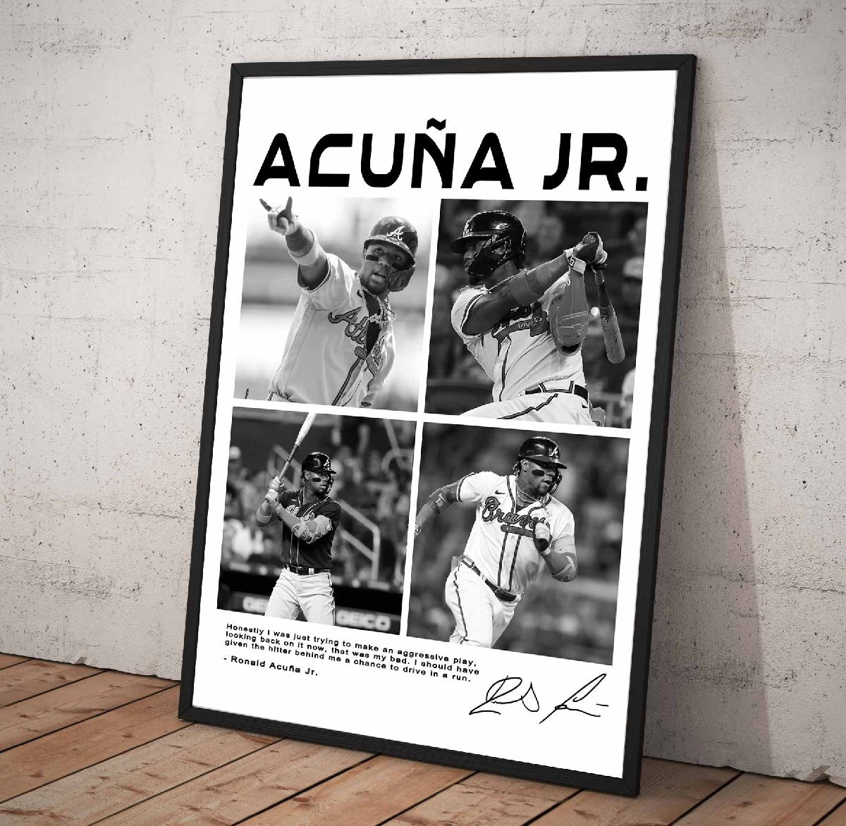  постер [ MLBronarudo*a Koo nya* Junior / Ronald Acuna Jr. ]poster рама есть A4 297×210mm -bw1