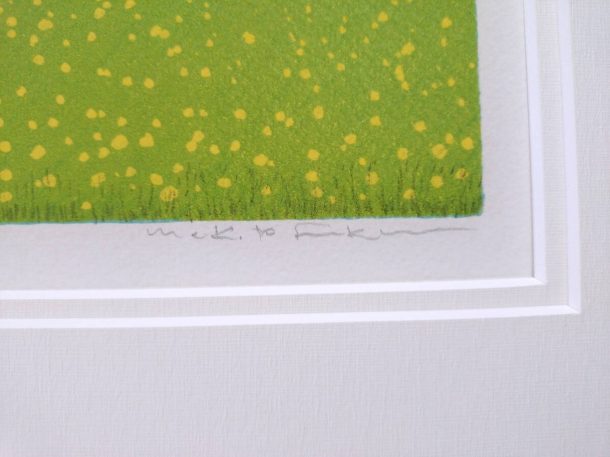 [ подлинный произведение большой размер литография / весна .. гравюра на дереве ..[ префектура река .][ север. страна c ...toli]18/100 автограф автограф / рамка длина 57cm ширина 72cm] Kanagawa префектура .. гравюра на дереве картина 