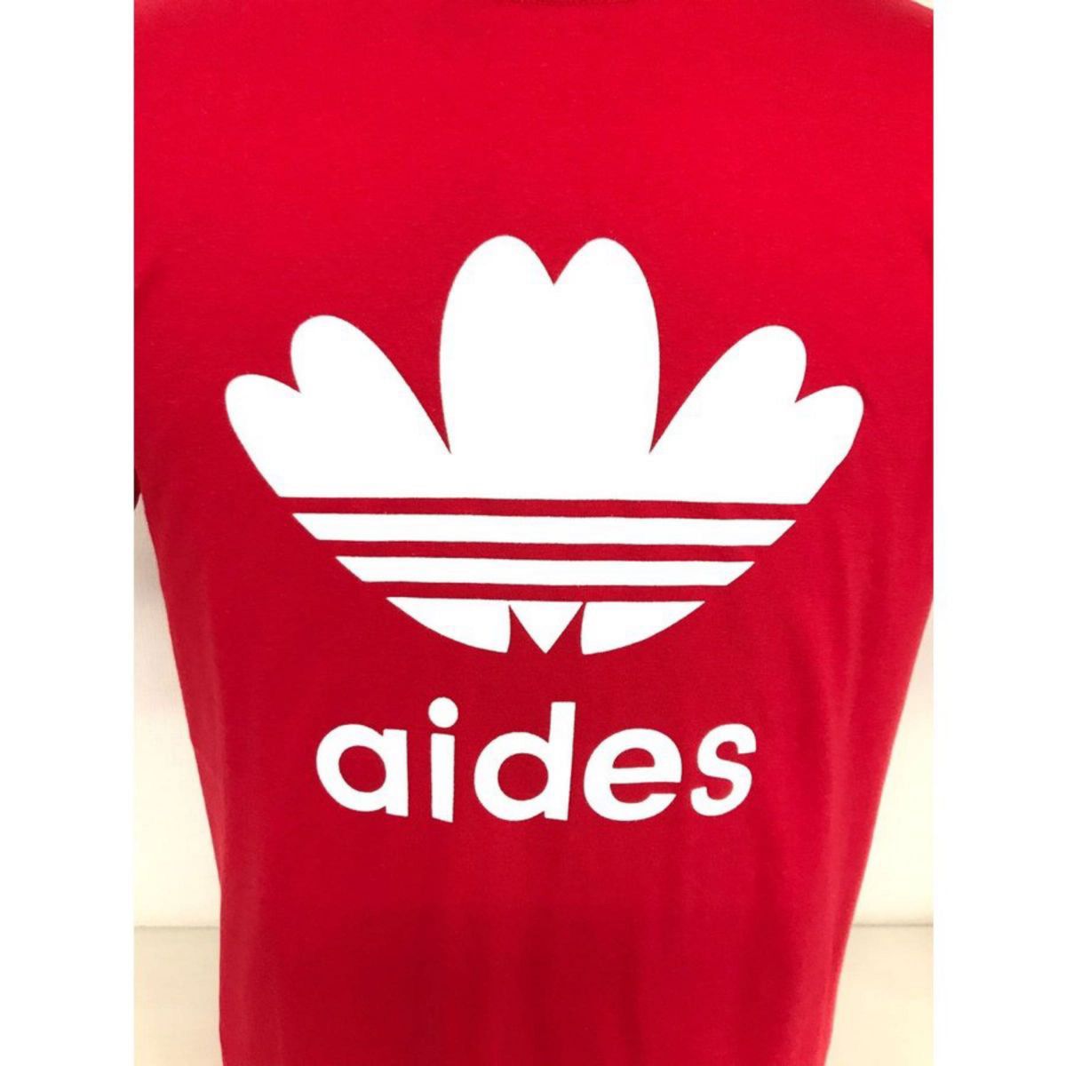 【新品】aides  Tシャツ(赤) Ｌサイズ おもしろパロディＴシャツ 半袖 男女兼用 メンズ レディース プリントTシャツ