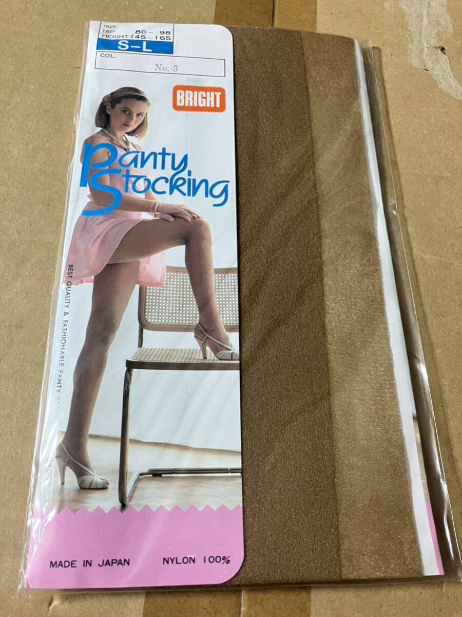 レトロ 年代物 昭和 パンスト タイツ panty stocking bright no.3 nylon made in japan ブライト 光沢 パンティストッキング ブラウン系の画像5