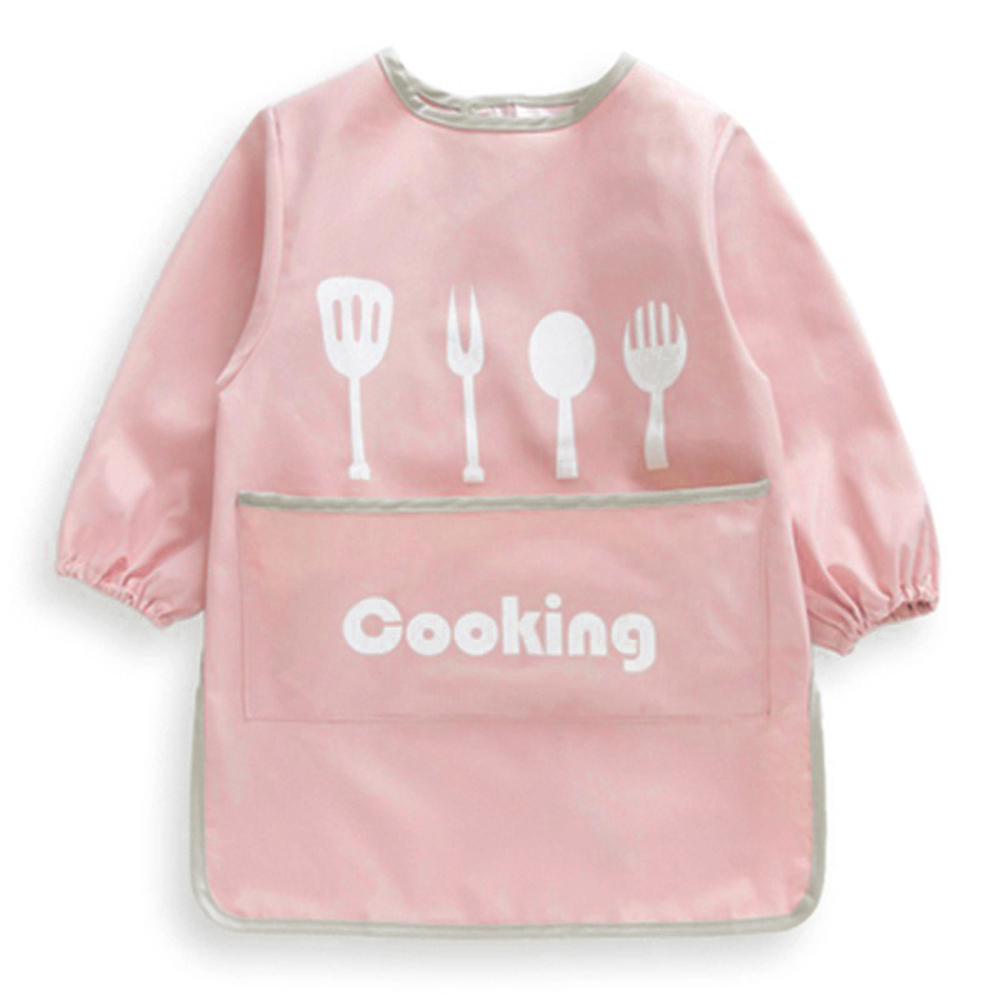 * pink * 110 size smock water-repellent long sleeve mail order child Kids child ...90 100 110 120 130 apron long long height smock long sleeve 