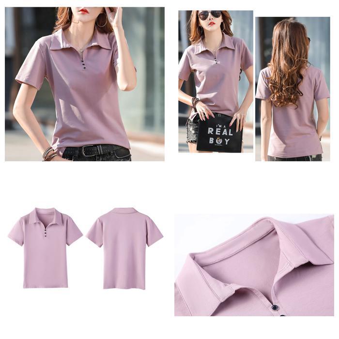 * pink * XL * polo-shirt cut and sewn yktmy6658 polo-shirt lady's short sleeves t shirt T-shirt cut and sewn collar attaching plain spring summer 