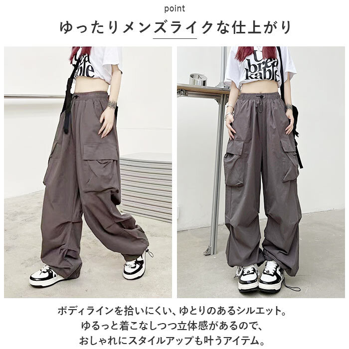 ☆ ブラック ☆ 2XLサイズ ☆ カーゴパンツ kpants405 カーゴパンツ レディース ゆったり ワイドパンツ 長ズボン ズボン 作業着 ワイド_画像6