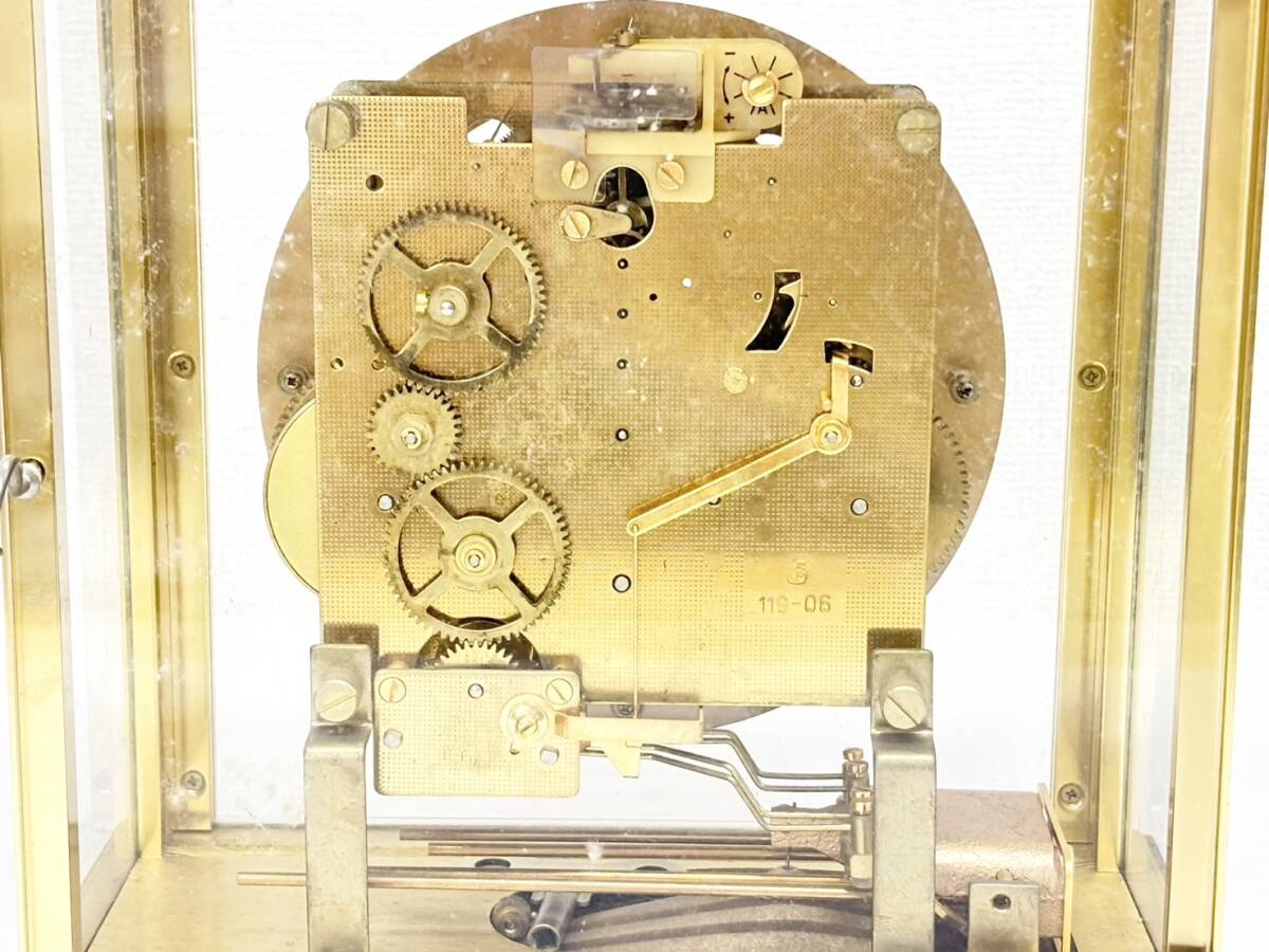 V501-T20-1087 JUNGHANS ユンハンス ドイツ製 特殊音響装置付き ウエストミンスター 手巻き 置時計 アンティーク ⑥の画像6