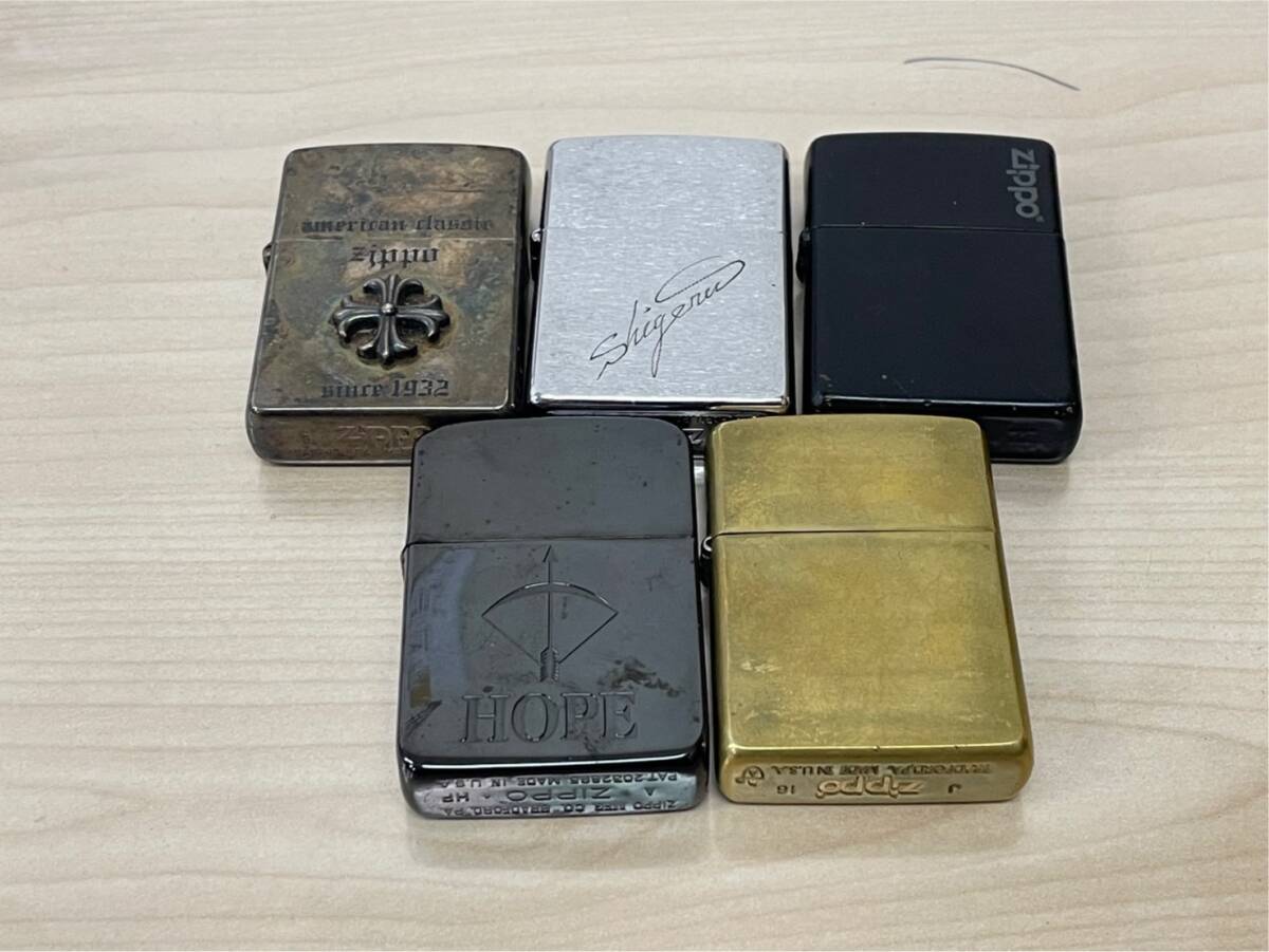 W517-T20-171 ▲ ZIPPO ジッポ オイルライター まとめ売り 5点 シルバー ゴールド ブラック HOPE その他 ※火花あり ⑥の画像1