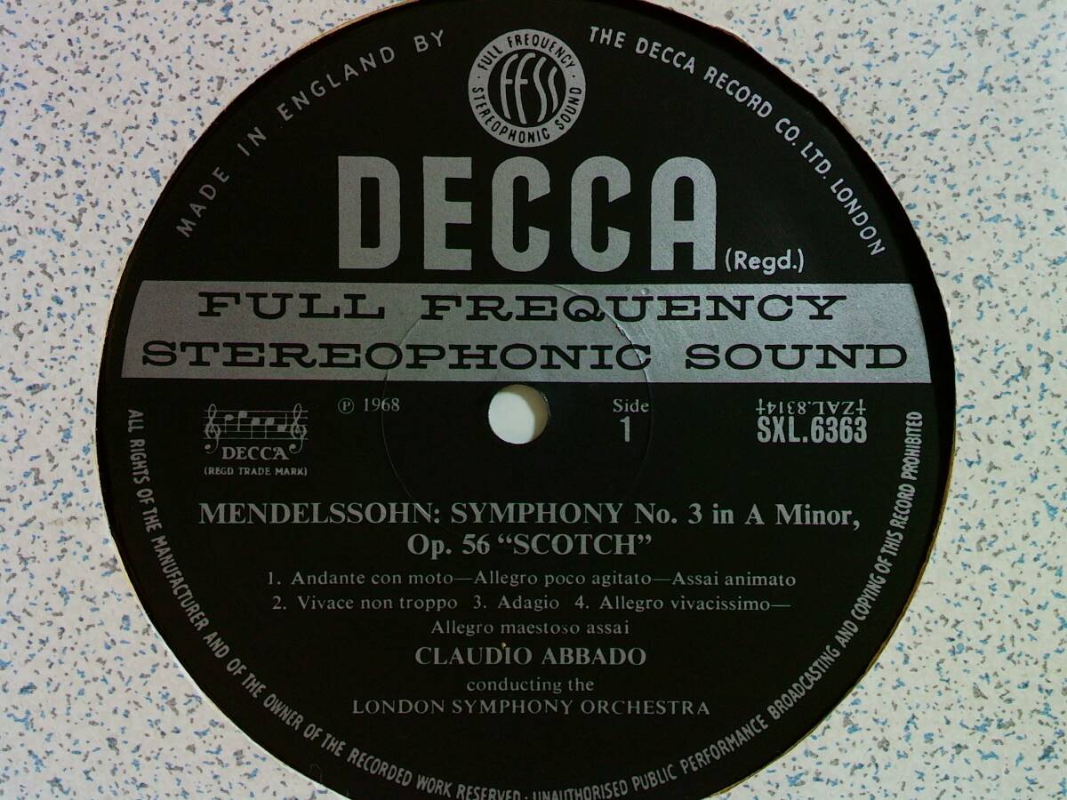 Wonderful*メンデルスゾーン 交響曲第3番・第4番 C・アバド、ロンドン WB/英SXL美盤の画像2