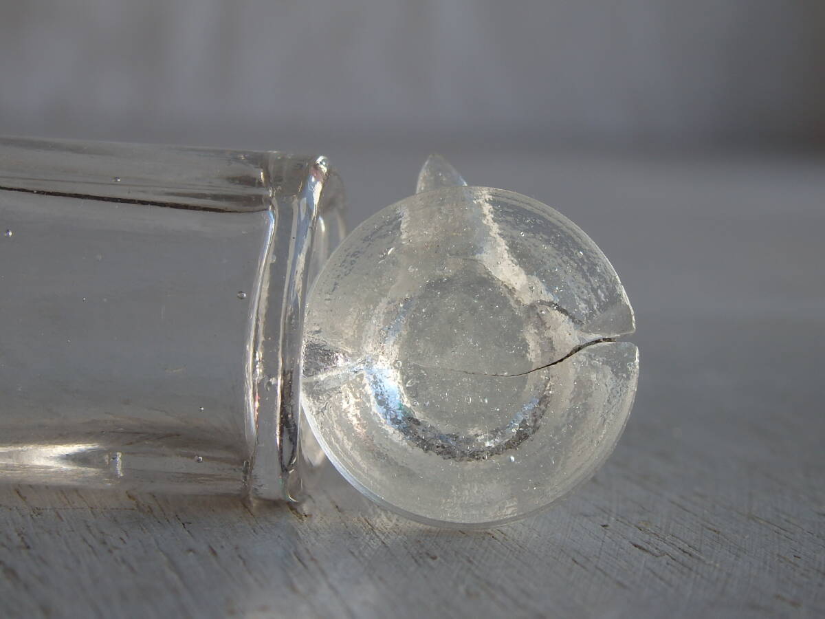 フランスアンティーク ガラス瓶 ポット ボトル 薬瓶 ブロカント 一輪挿し　花器 蓋付き 北欧 _画像5