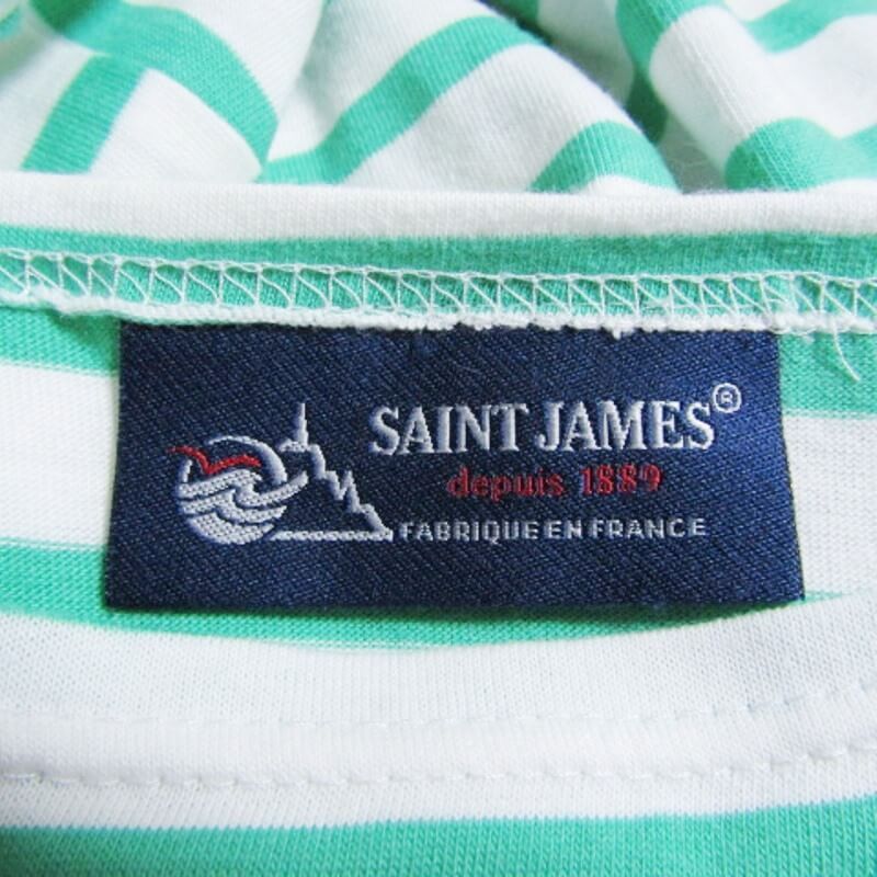 SAINT JAMES セントジェームス 半袖Tシャツ ピリアック ボーダー PIRIAC ボートネック コットン フランス製 WHITE/GREEN 6 27105570_画像6