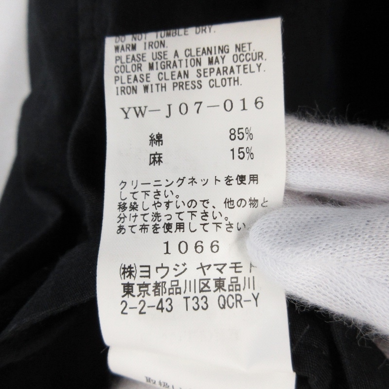 Y's ワイズ ショップコート YW-J07-016 綿麻 日本製 ブラック 黒 2 71009122の画像7