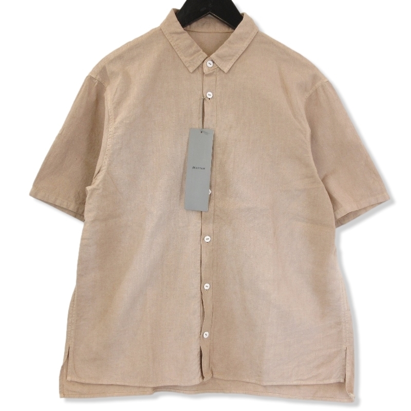  unused MITTANmi tongue short sleeves shirt SH-96C bamboo short sleeves shirt . tree .. peach made in Japan beige 1 tag attaching 71009142