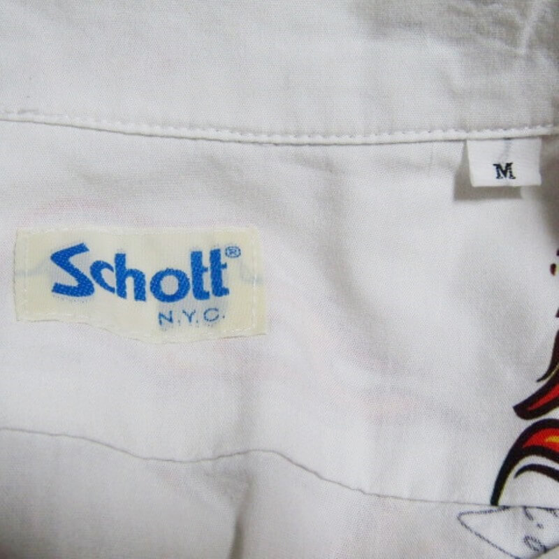 Schott ショット 半袖シャツ ビリヤード 3115063 総柄 ホワイト 白 M 27105640_画像6